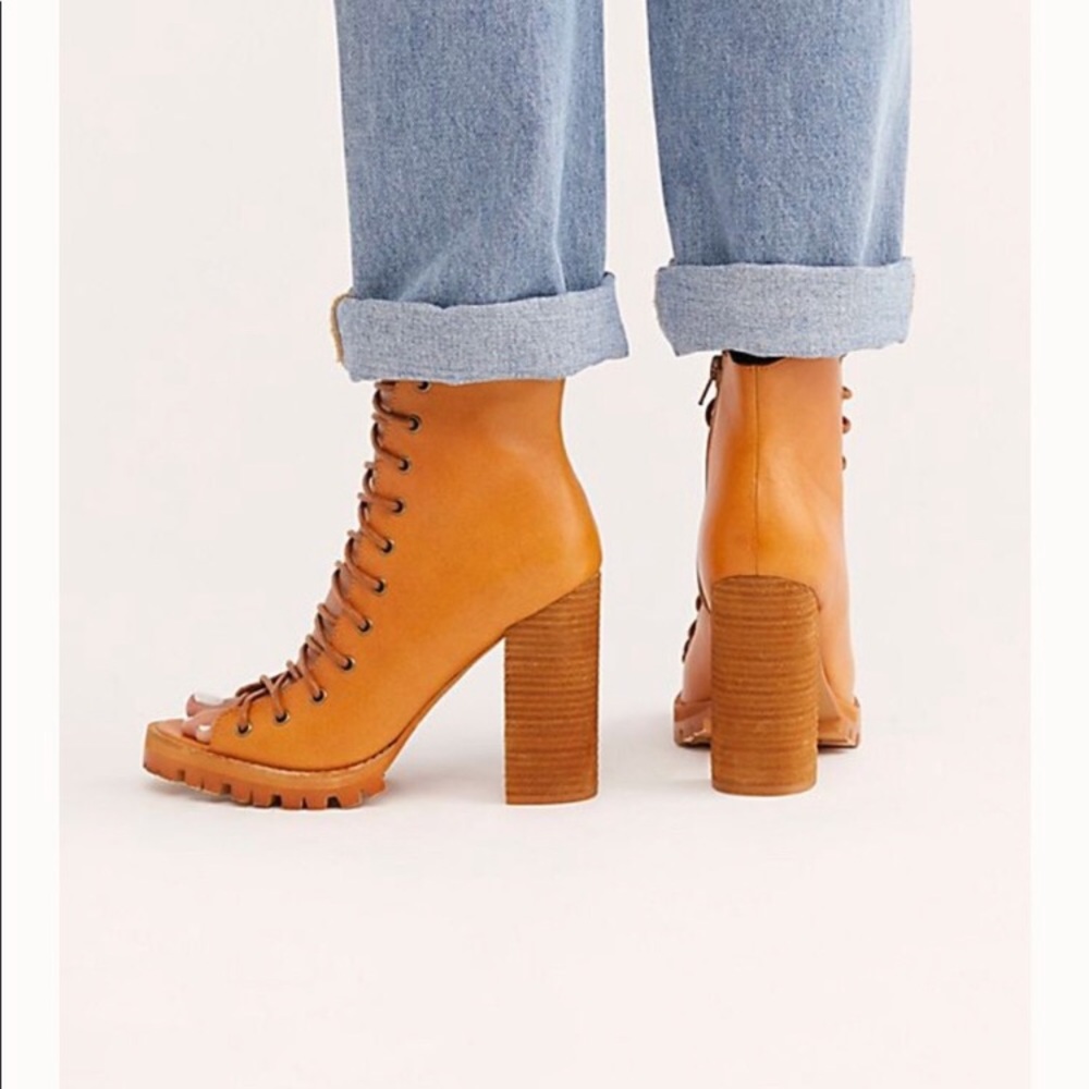 Jeffrey Campbell Tan Lace-Up Heeled Boots - Picture 3 of 16